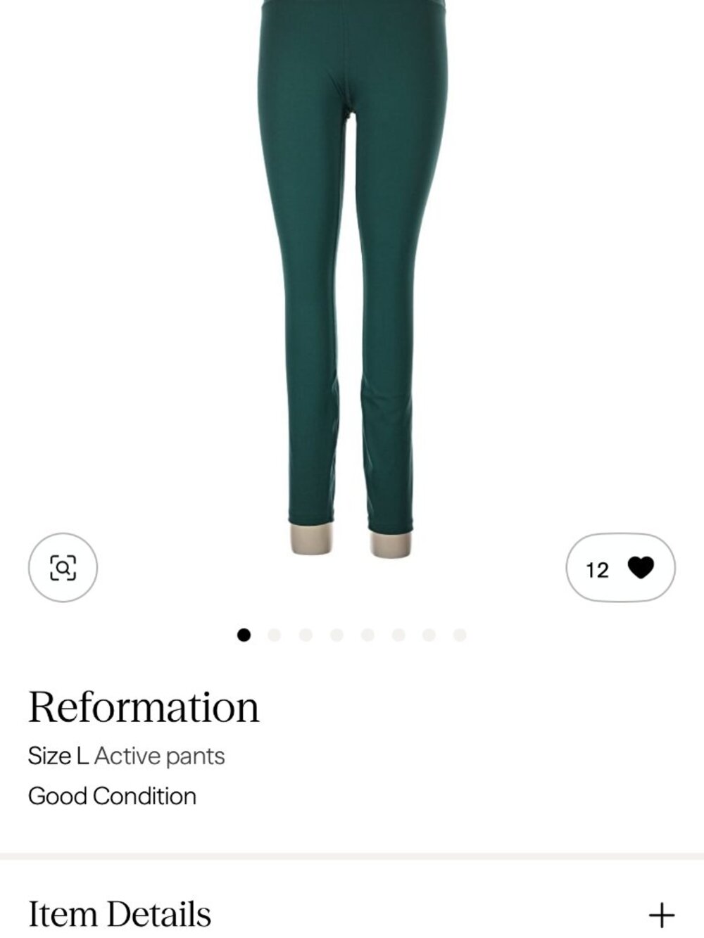 Reformation EcoMove Green High Rise Active Leggings L